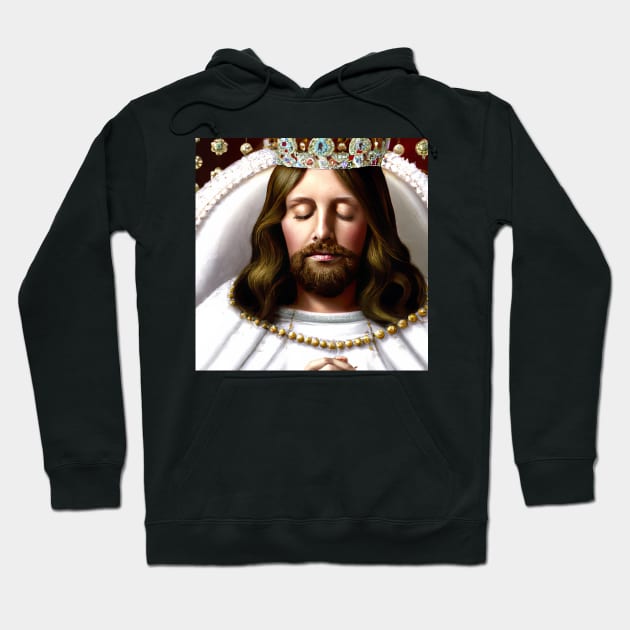 3D Look Artificial Intelligence Art of Christ The King with His Hands Folded  in Prayer Hoodie by Artist4God